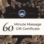 60-minute massage gift certificate with lotus logo and elegant floral design on dark background — spa gift card.