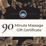 90-minute massage therapy gift certificate with lotus spa logo and gold floral design